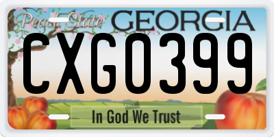 GA license plate CXG0399