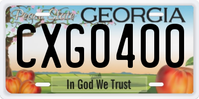 GA license plate CXG0400