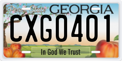 GA license plate CXG0401