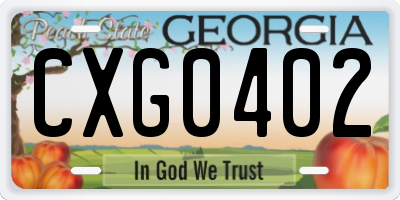 GA license plate CXG0402