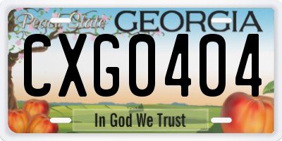 GA license plate CXG0404