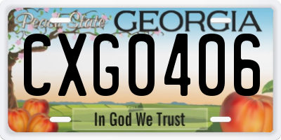 GA license plate CXG0406