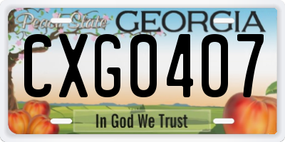 GA license plate CXG0407