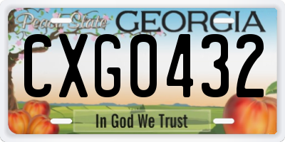 GA license plate CXG0432