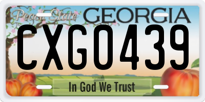 GA license plate CXG0439