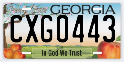 GA license plate CXG0443