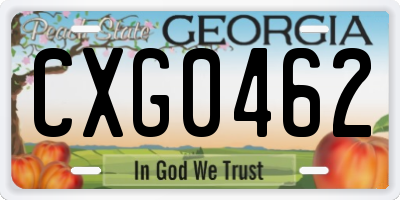 GA license plate CXG0462