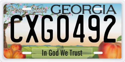 GA license plate CXG0492
