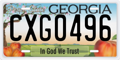 GA license plate CXG0496
