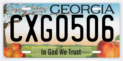 GA license plate CXG0506