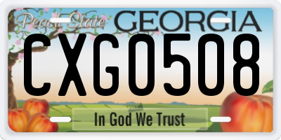 GA license plate CXG0508
