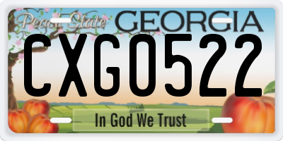 GA license plate CXG0522