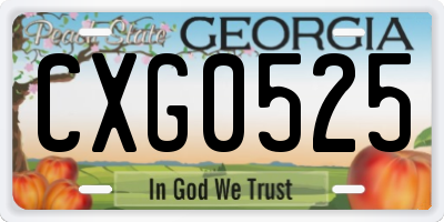 GA license plate CXG0525