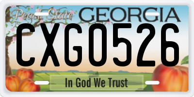GA license plate CXG0526