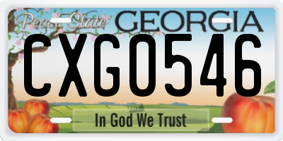 GA license plate CXG0546