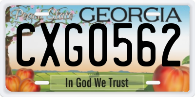 GA license plate CXG0562