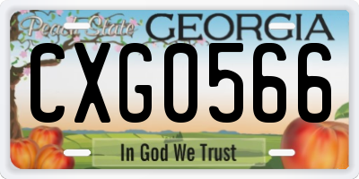 GA license plate CXG0566