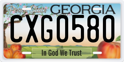 GA license plate CXG0580
