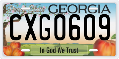 GA license plate CXG0609