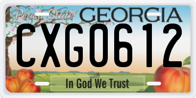 GA license plate CXG0612