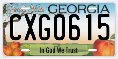 GA license plate CXG0615