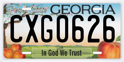 GA license plate CXG0626