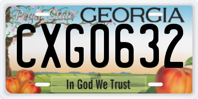 GA license plate CXG0632