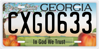 GA license plate CXG0633