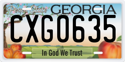 GA license plate CXG0635