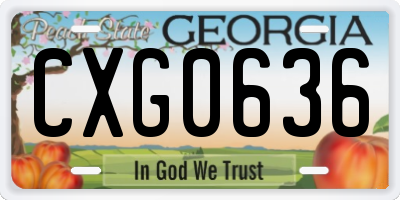 GA license plate CXG0636