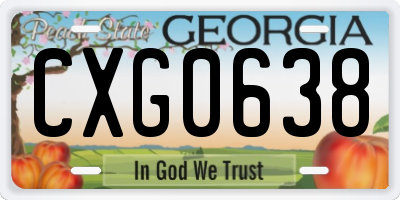 GA license plate CXG0638