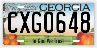 GA license plate CXG0648