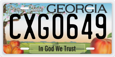 GA license plate CXG0649
