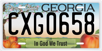 GA license plate CXG0658