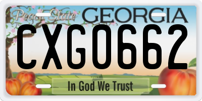 GA license plate CXG0662