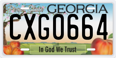 GA license plate CXG0664