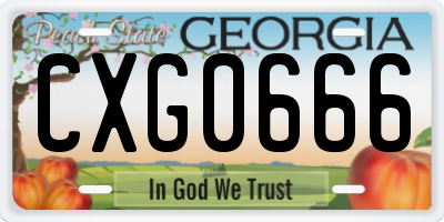 GA license plate CXG0666