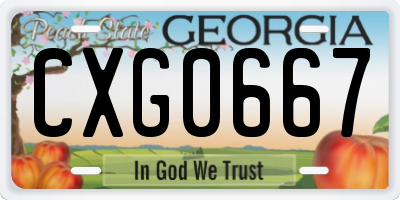 GA license plate CXG0667