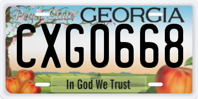 GA license plate CXG0668