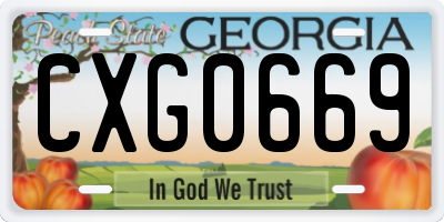 GA license plate CXG0669