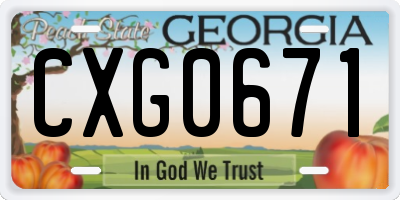GA license plate CXG0671