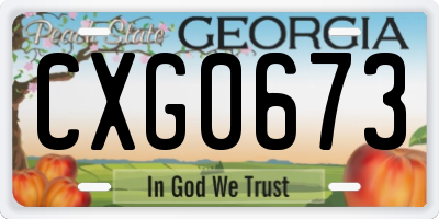 GA license plate CXG0673