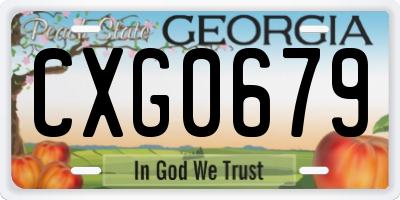 GA license plate CXG0679