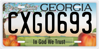 GA license plate CXG0693