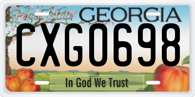 GA license plate CXG0698