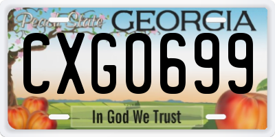 GA license plate CXG0699