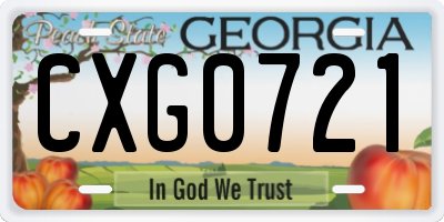 GA license plate CXG0721