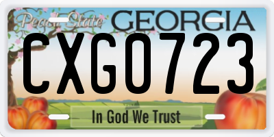 GA license plate CXG0723
