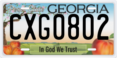 GA license plate CXG0802