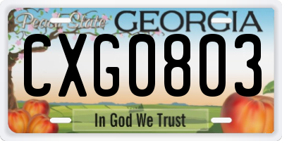 GA license plate CXG0803
